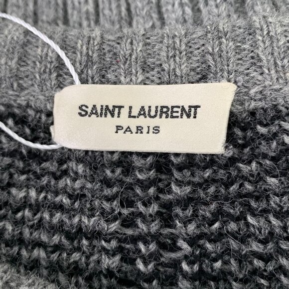 H14322 Saint Laurent slp Saint Laurent Dark gray checked wool round neck long sl - Picture 5 of 8